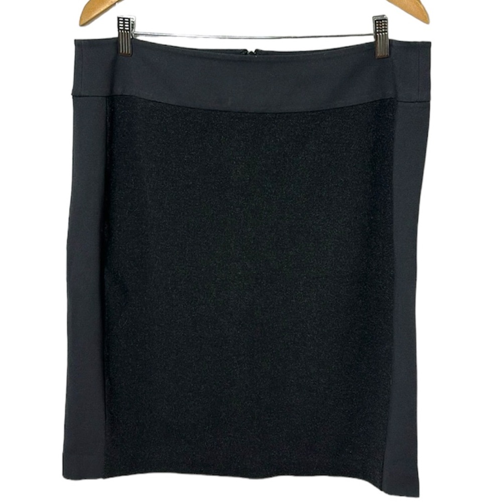 EILEEN FISHER black Skirt size large Viscose blend stretchy skirt w/ Gray sides